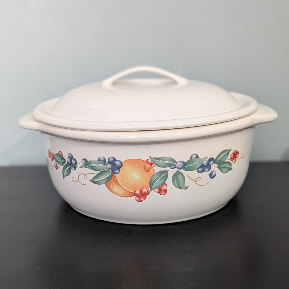 Corelle Coordinates Abundance Stoneware 1.5 QT Casserole‎ Dish Lid Cottagecore